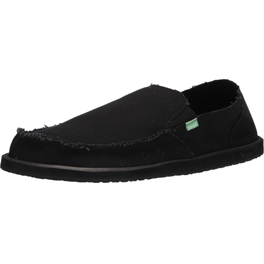 Sanuk Donny Shoes Mens Size 8 Black Sidewalk Surfer Slip On Loafers Casual